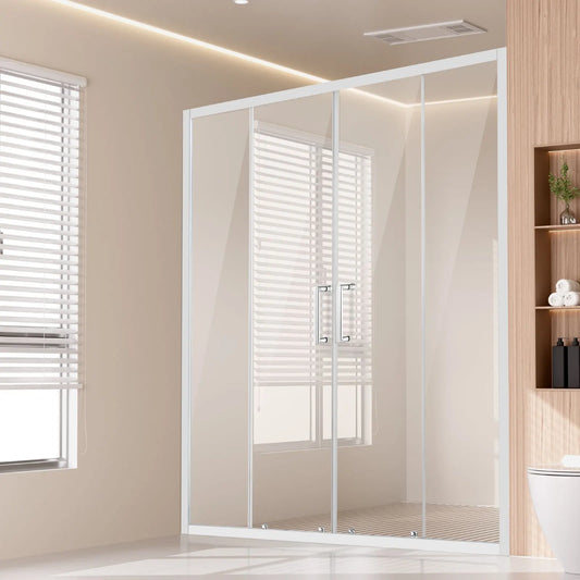 Semi-frameless Double Sliding Shower Door SGCC Tempered Glass 1/4" Chrome