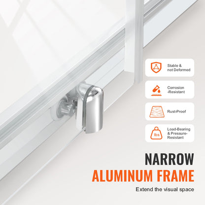 Semi-frameless Shower Door 57.7-59" x 70" SGCC Tempered Glass 1/4" Chrome - Image 4