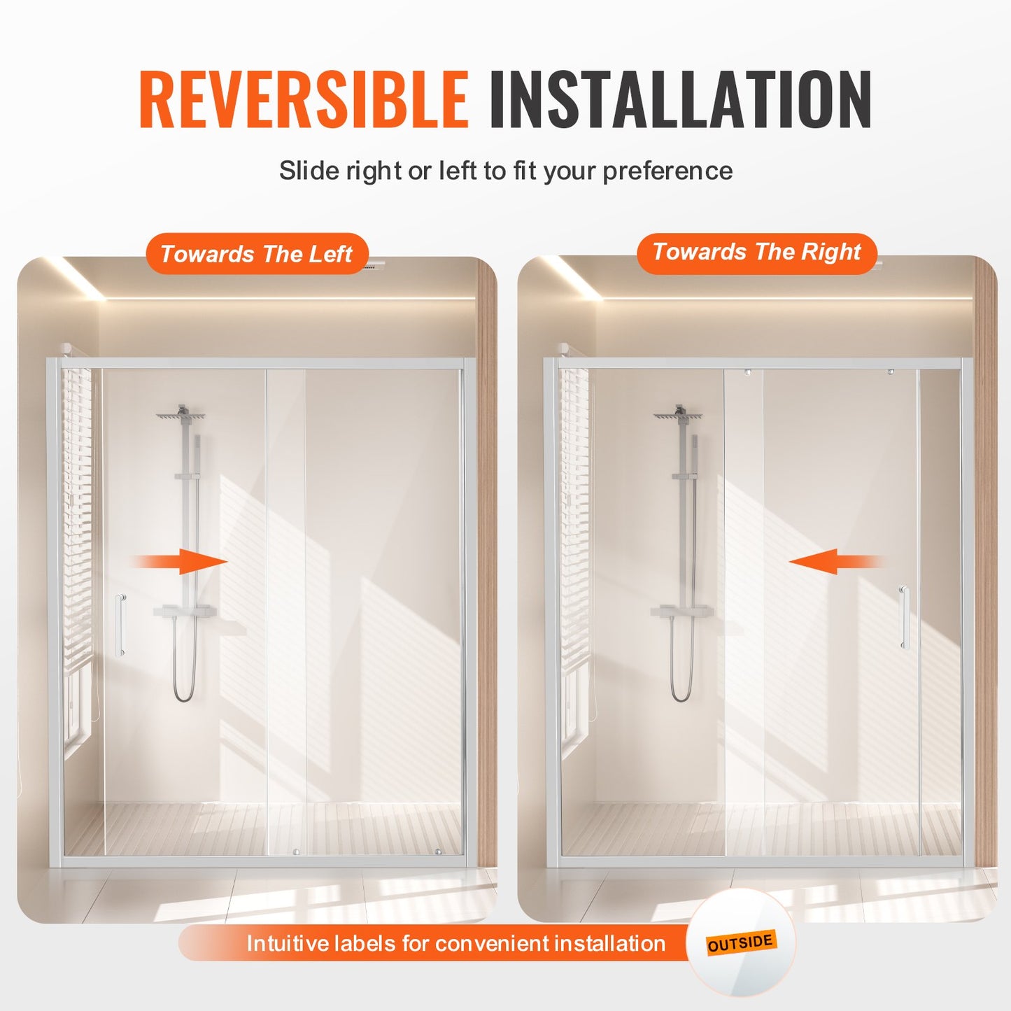 Semi-frameless Shower Door 57.7-59" x 70" SGCC Tempered Glass 1/4" Chrome - Image 5