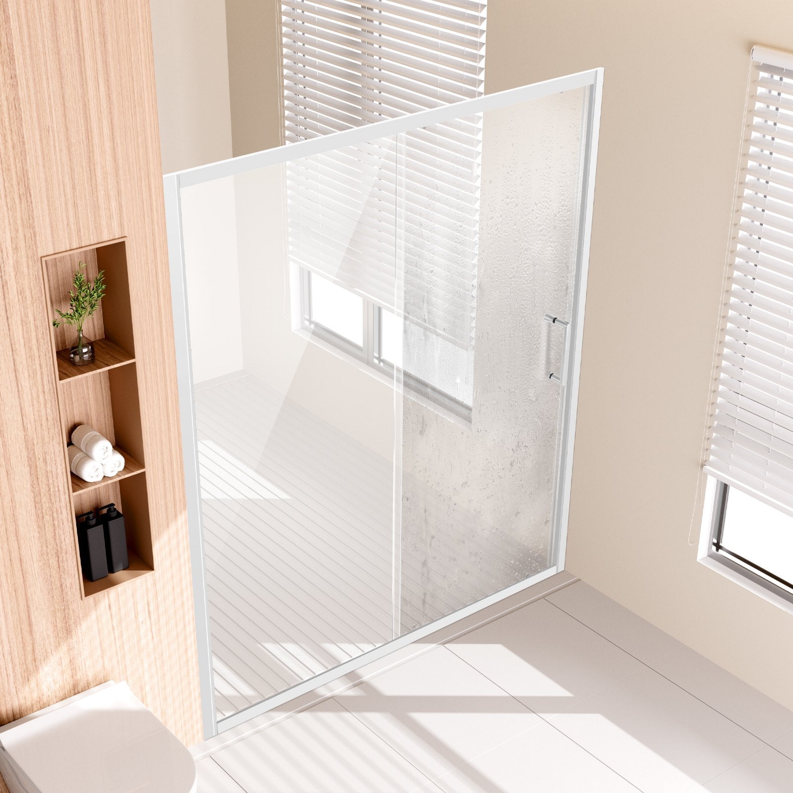 Semi-frameless Shower Door 57.7-59" x 70" SGCC Tempered Glass 1/4" Chrome - Image 8