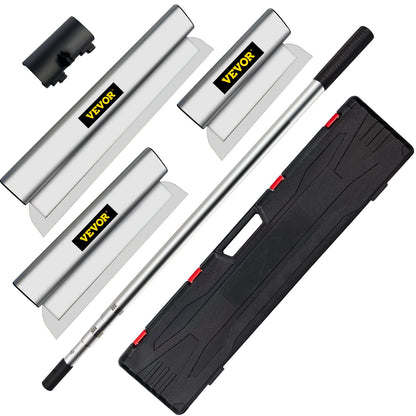Skimming Blade Set,10"+16"+24" Blades + 35"-78" Extension Handle，European Stainless Steel Construction Knife, Aluminum Blade Profile Smoothing Knockdown Spatula for Gyprock/Drywall/Wall-Boa