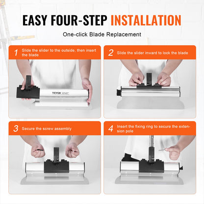 Drywall Skimming Blade Set, 10/16/24/32/40 in Skimming Blades + 34-81.6 in Extension Handle Pole, Stainless Steel Knife Professional Skim Coat Tools, for Gyprock/WallBoard/Plasterboard - Image 5