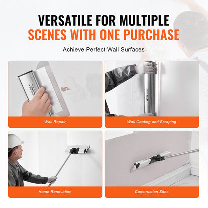Drywall Skimming Blade Set, 10/16/24/32/40 in Skimming Blades + 34-81.6 in Extension Handle Pole, Stainless Steel Knife Professional Skim Coat Tools, for Gyprock/WallBoard/Plasterboard - Image 6