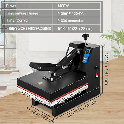 Heat Press 15X15 Inch Heat Press Machine Industrial Quality Power T Shirt Heat Press Sublimation Machine Clamshell Heat Press Machine for T Shirts - Image 7