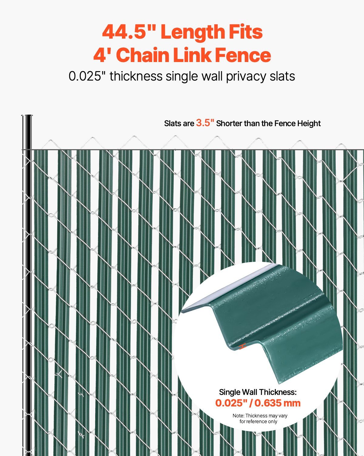 Bottom Locking Privacy Slats, Single-Wall Vertical Bottom-Locking Slats for Chain-Link Fence, High-Density HDPE Chain Link Slats Ideally Fit 1.2 m High Fence for Garden Farm Sports Field(Green) - Image 2