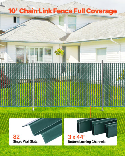 Bottom Locking Privacy Slats, Single-Wall Vertical Bottom-Locking Slats for Chain-Link Fence, High-Density HDPE Chain Link Slats Ideally Fit 1.2 m High Fence for Garden Farm Sports Field(Green) - Image 5