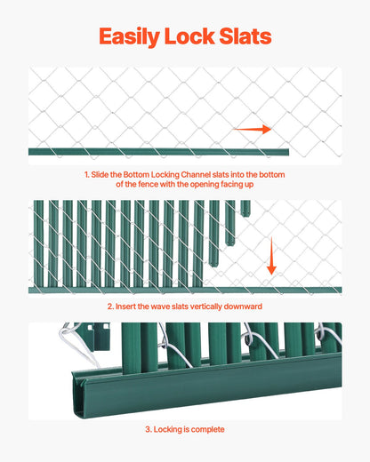 Bottom Locking Privacy Slats, Single-Wall Vertical Bottom-Locking Slats for Chain-Link Fence, High-Density HDPE Chain Link Slats Ideally Fit 1.2 m High Fence for Garden Farm Sports Field(Green) - Image 6