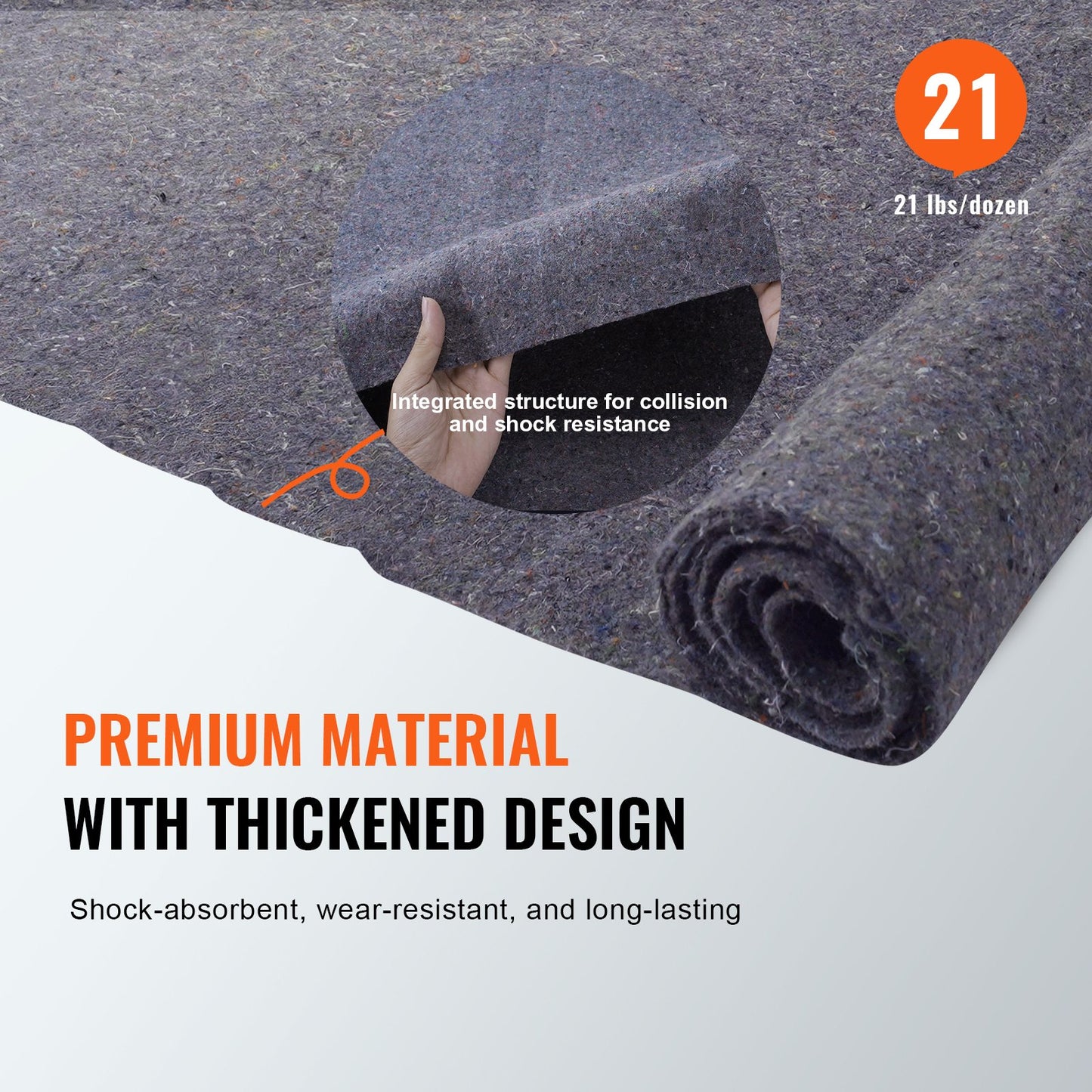 Moving Blankets, 72" x 54", 21 lbs/dz Weight, 24 Packs, Professional Recycled Cotton Packing Blanket, Large Heavy Duty Shipping Mover Pads Perfect for Protecting Furniture, Floors, Appliances - Image 3