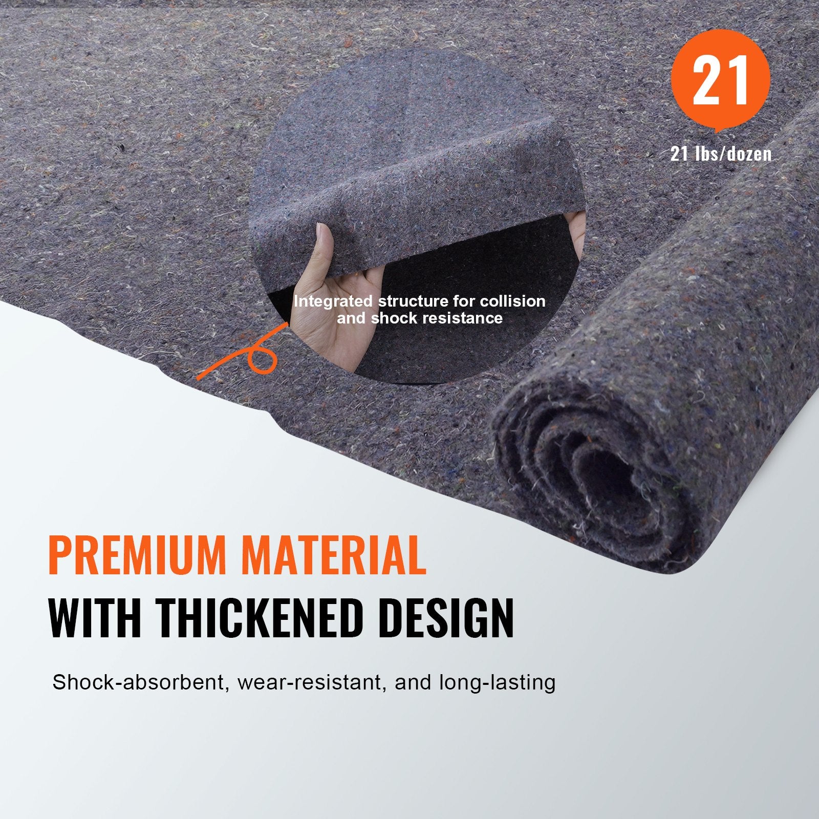 Moving Blankets, 72" x 54", 21 lbs/dz Weight, 24 Packs, Professional Recycled Cotton Packing Blanket, Large Heavy Duty Shipping Mover Pads Perfect for Protecting Furniture, Floors, Appliances - Image 3