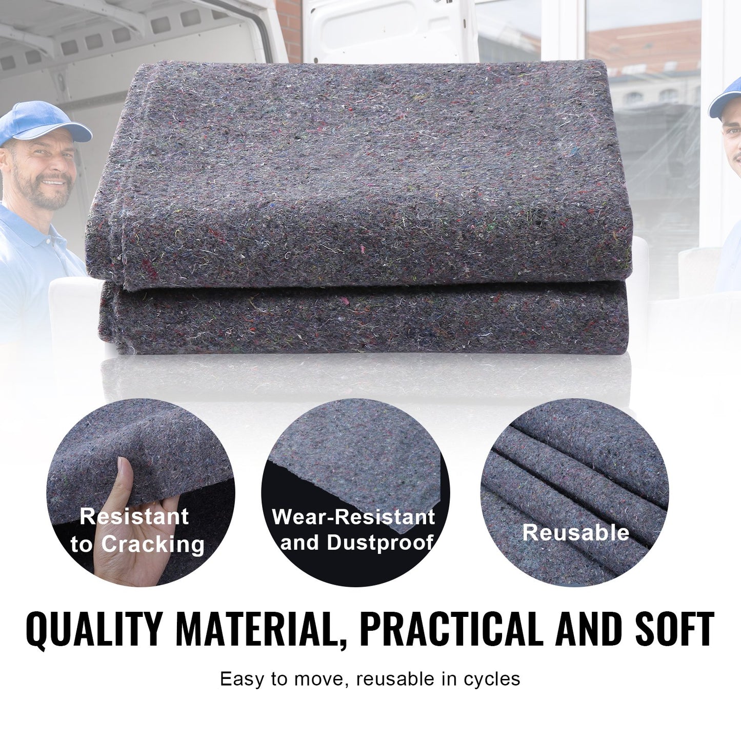 Moving Blankets, 72" x 54", 21 lbs/dz Weight, 24 Packs, Professional Recycled Cotton Packing Blanket, Large Heavy Duty Shipping Mover Pads Perfect for Protecting Furniture, Floors, Appliances - Image 4