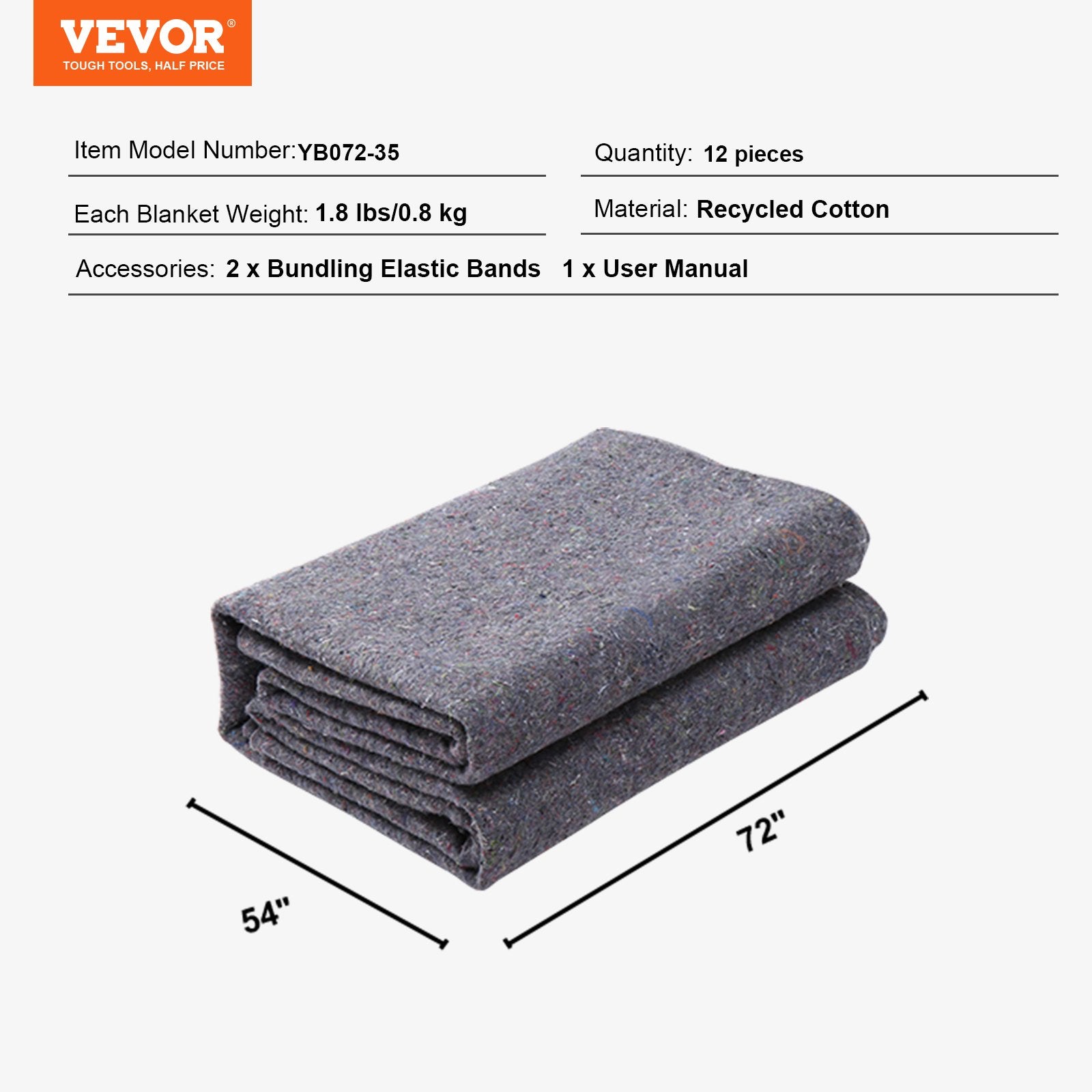 Moving Blankets, 1829 x 1372 mm, 12 kg/dz Weight, 12 Pack, Professional Recycled Cotton Packing Blanket, Large Heavy Duty Shipping Mover Pads Perfect for Protecting Furniture, Floors, Appliances - Image 7