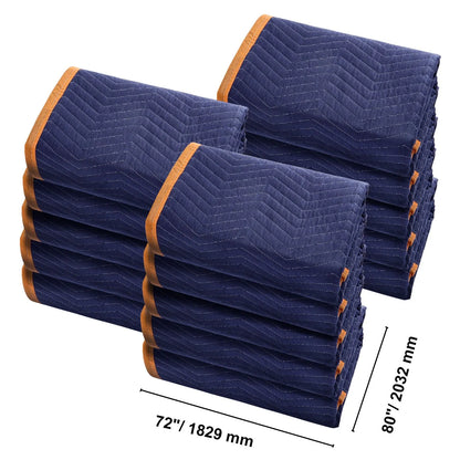 Moving Blankets, 2032 x 1829 mm, 29.5 kg/dz, 12 Packs, Professional Non-Woven & Recycled Cotton Packing Blanket, Heavy Duty Mover Pads for Protecting Furniture, Floors, Appliances, Blue/Orange - Image 8