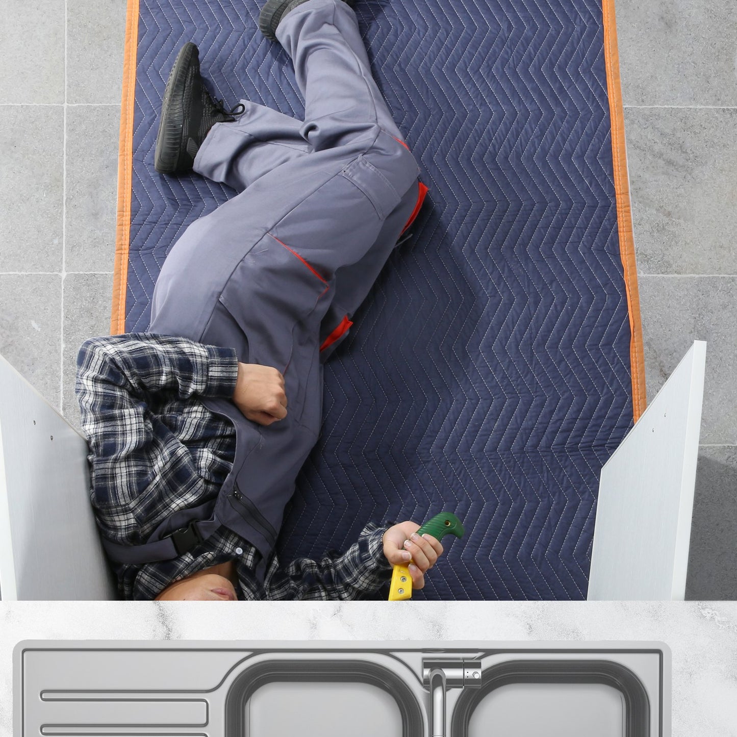 Moving Blankets, 2032 x 1829 mm, 15.6 kg/dz, 12 Packs, Professional Non-Woven & Recycled Cotton Packing Blanket, Heavy Duty Mover Pads for Protecting Furniture, Floors, Appliances, Blue/Orange - Image 8