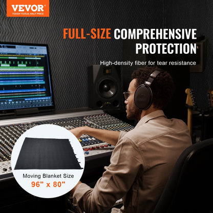 Sound Dampening Blanket, 2438 x 2032 mm Extra Large Studio Grommeted Soundproof Blanket with Grommets, Light Blocker for Door Acoustic Noise Blocking Blanket Studio Sound Absorption Sheet, Black - Image 2