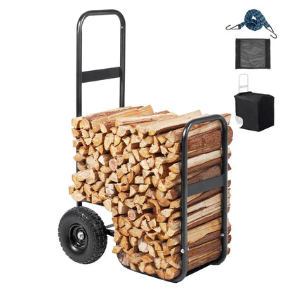 Firewood Log Cart Wood Mover Hauler 250 lbs Capacity on PU Wheels Dolly - Image 9