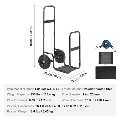 Firewood Log Cart Wood Mover Hauler 250 lbs Capacity on PU Wheels Dolly - Image 7