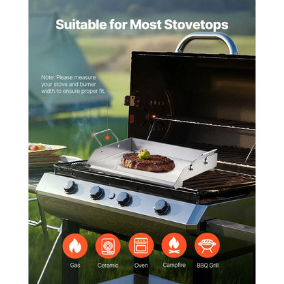 Stainless Steel Griddle, 18x16 inch Universal Flat Top Rectangular Plate, Gas Grill Griddle for BBQ Grill, Teppanyaki, Portable Family Cookware with Handle, for Camping Tailgating Party - Image 6