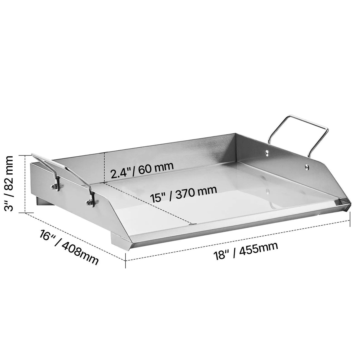 Stainless Steel Griddle, 18x16 inch Universal Flat Top Rectangular Plate, Gas Grill Griddle for BBQ Grill, Teppanyaki, Portable Family Cookware with Handle, for Camping Tailgating Party - Image 8