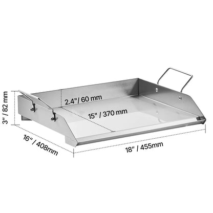 Stainless Steel Griddle, 18x16 inch Universal Flat Top Rectangular Plate, Gas Grill Griddle for BBQ Grill, Teppanyaki, Portable Family Cookware with Handle, for Camping Tailgating Party - Image 8