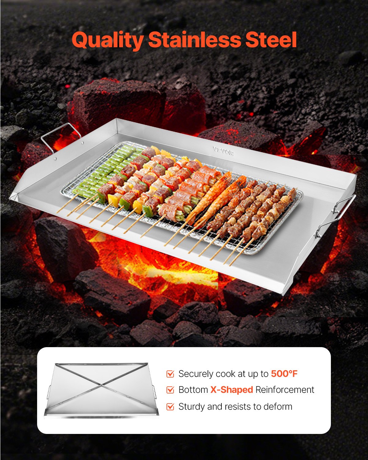 36x22 in Flat Top Griddle Stainless Steel Universal BBQ Grill Pan Cookware - Image 2