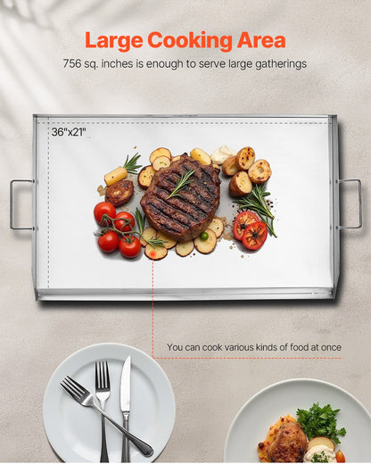 36x22 in Flat Top Griddle Stainless Steel Universal BBQ Grill Pan Cookware - Image 4