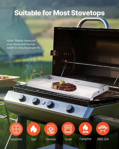 36x22 in Flat Top Griddle Stainless Steel Universal BBQ Grill Pan Cookware - Image 6