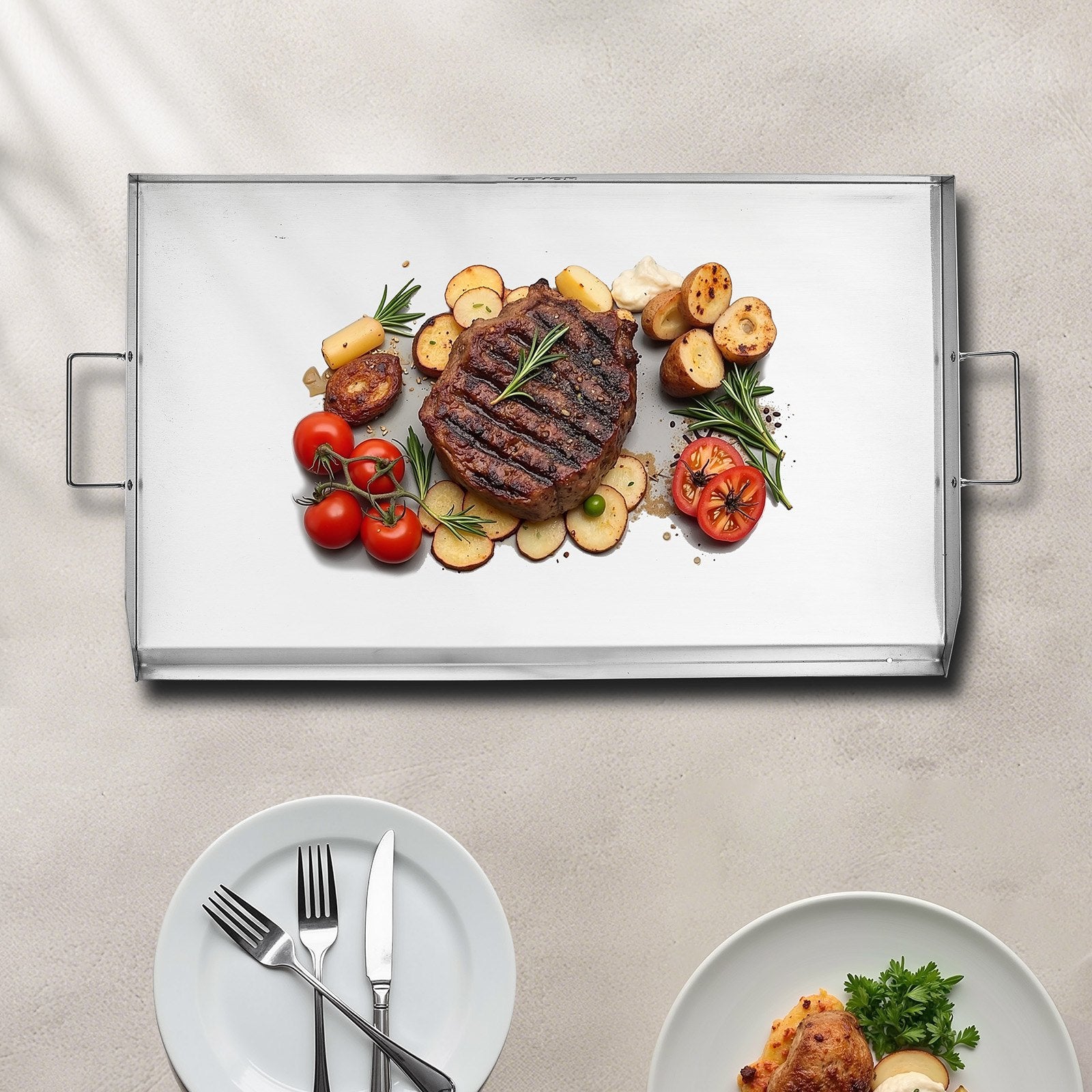 36x22 in Flat Top Griddle Stainless Steel Universal BBQ Grill Pan Cookware - Image 8