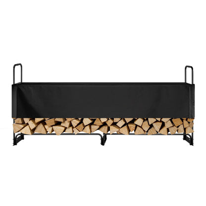 Firewood Rack with Waterproof Cover, 257 x 36 x 117 cm Outdoor Firewood Holder, 660lb Weight Capacity, 1/2 Cord Log Holder, Half-Covered, Powder-coated Wood Storage Rack for Fireplace Deck