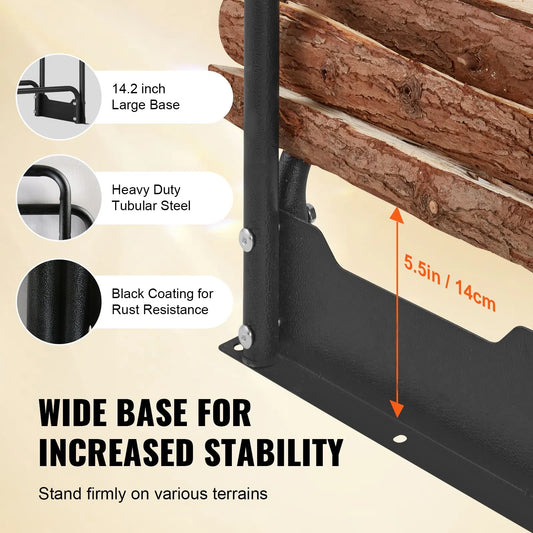 Firewood Rack with Waterproof Cover, 383 x 36 x 117 cm Outdoor Firewood Holder, 660lb Weight Capacity, 1/2 Cord Log Holder, Half-Covered, Powder-coated Wood Storage Rack for Fireplace Deck - Image 5