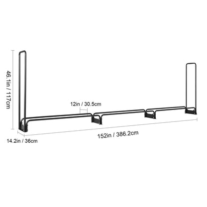 Firewood Rack with Waterproof Cover, 383 x 36 x 117 cm Outdoor Firewood Holder, 660lb Weight Capacity, 1/2 Cord Log Holder, Half-Covered, Powder-coated Wood Storage Rack for Fireplace Deck - Image 8