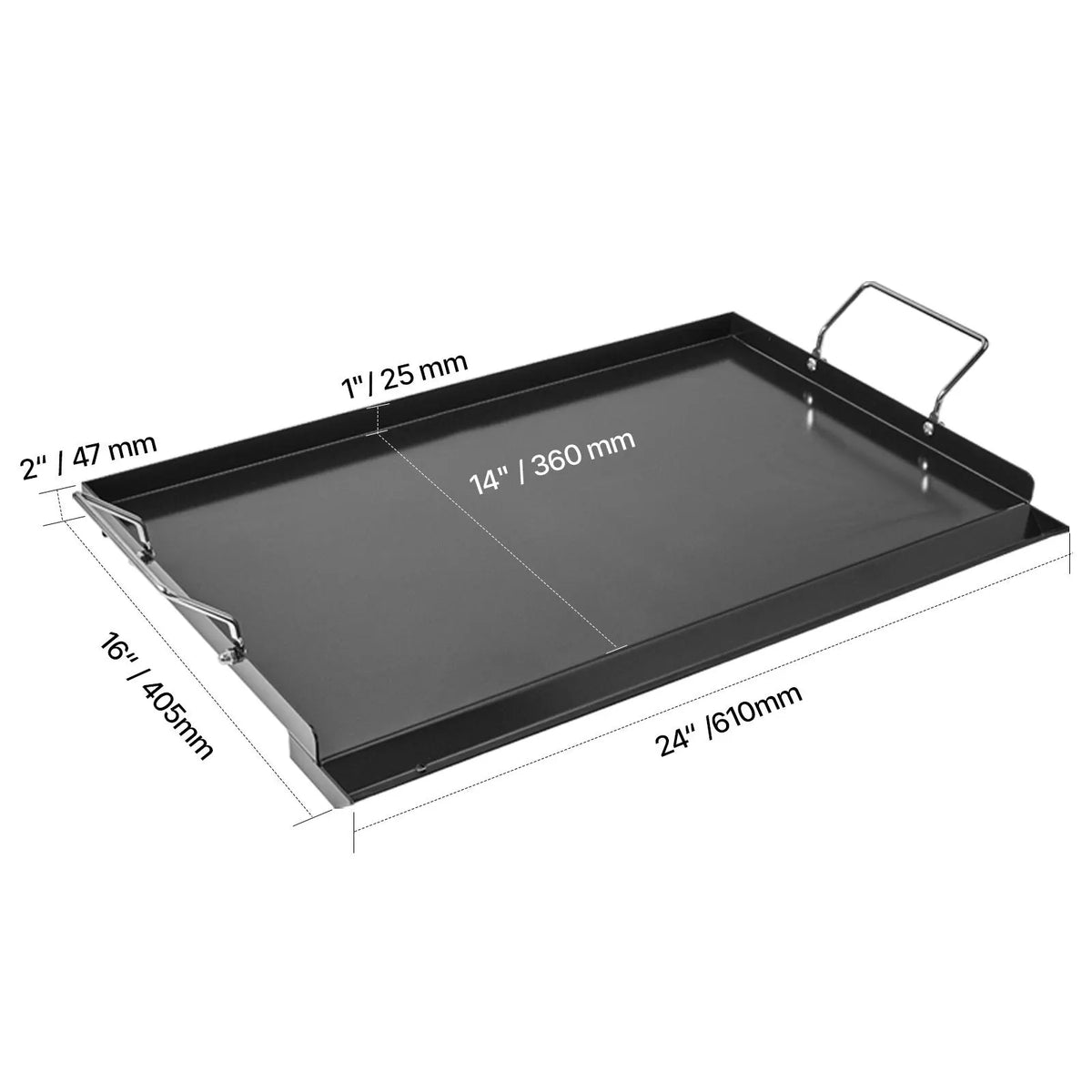 Carbon Steel Griddle, 24x16 inch Universal Flat Top Rectangular Plate, Gas Grill Griddle for BBQ Grill, Teppanyaki, Portable Family Cookware with Handle, for Camping Tailgating Party - Image 8