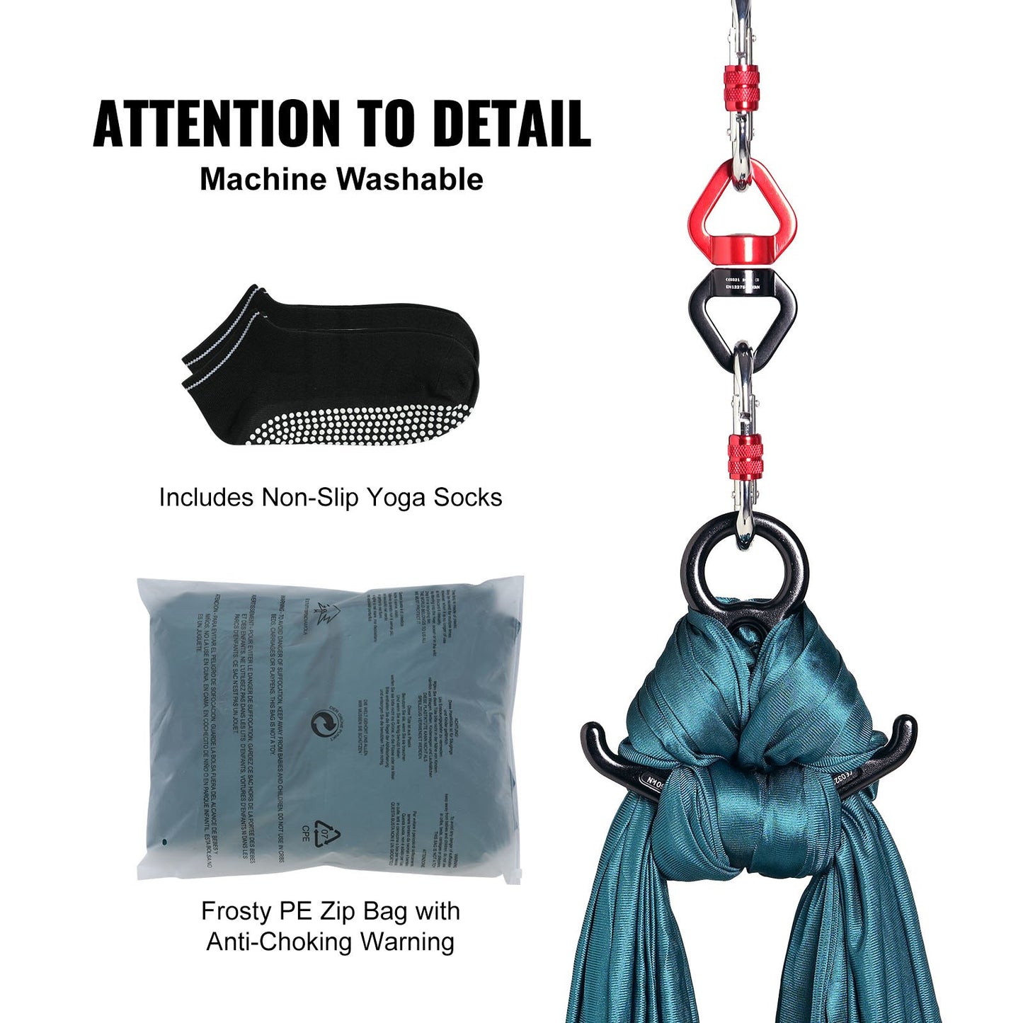 Aerial Silk & Yoga Swing, 8 m Length, Aerial Yoga Hammock Kit with 100gsm Nylon Fabric, Full Rigging Hardware & Easy Set-up Guide, Antigravity Flying for All Levels Fitness Bodybuilding, Green - Image 6