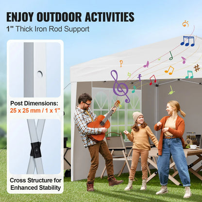 Pop Up Canopy, 2.95 x 2.95 m Instant Canopy Portable Gazebo with 3 Sidewalls & 2 Ventilated Windows, Height Adjustable Pop-Up Outdoor Shelter Tent for Events, Patio, Backyard, Party, Parking - Image 4