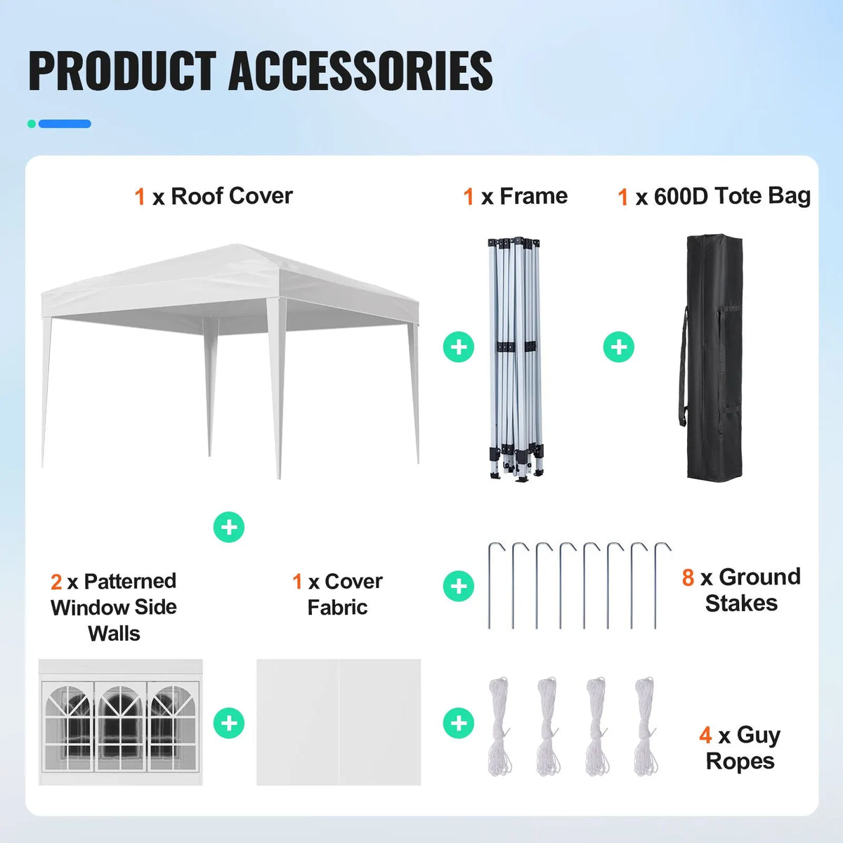 Pop Up Canopy, 2.95 x 2.95 m Instant Canopy Portable Gazebo with 3 Sidewalls & 2 Ventilated Windows, Height Adjustable Pop-Up Outdoor Shelter Tent for Events, Patio, Backyard, Party, Parking - Image 7