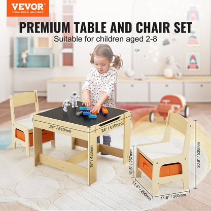 Kids Table and Chair Set Wooden Activity Table with Storage Space & Boxes - Image 2