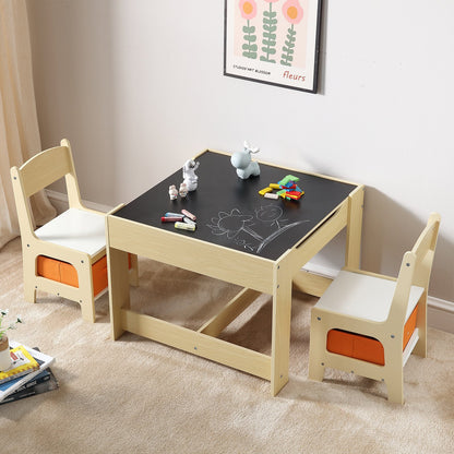 Kids Table and Chair Set Wooden Activity Table with Storage Space & Boxes - Image 8