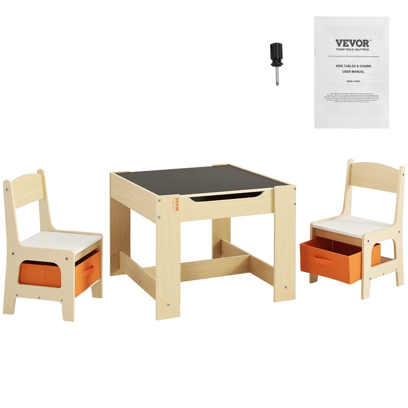Kids Table and Chair Set Wooden Activity Table with Storage Space & Boxes - Image 9