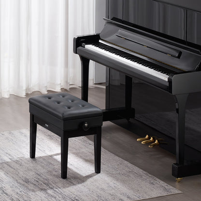 Piano Bench, Keyboard Piano Chair with 19.3"-22.8" Adjustable Height, Padded Cushion, Storage Compartment for Music Books, Heavy Duty Wooden Piano Stool Seat, for Vanity, Living Room, Bedroom - Image 8