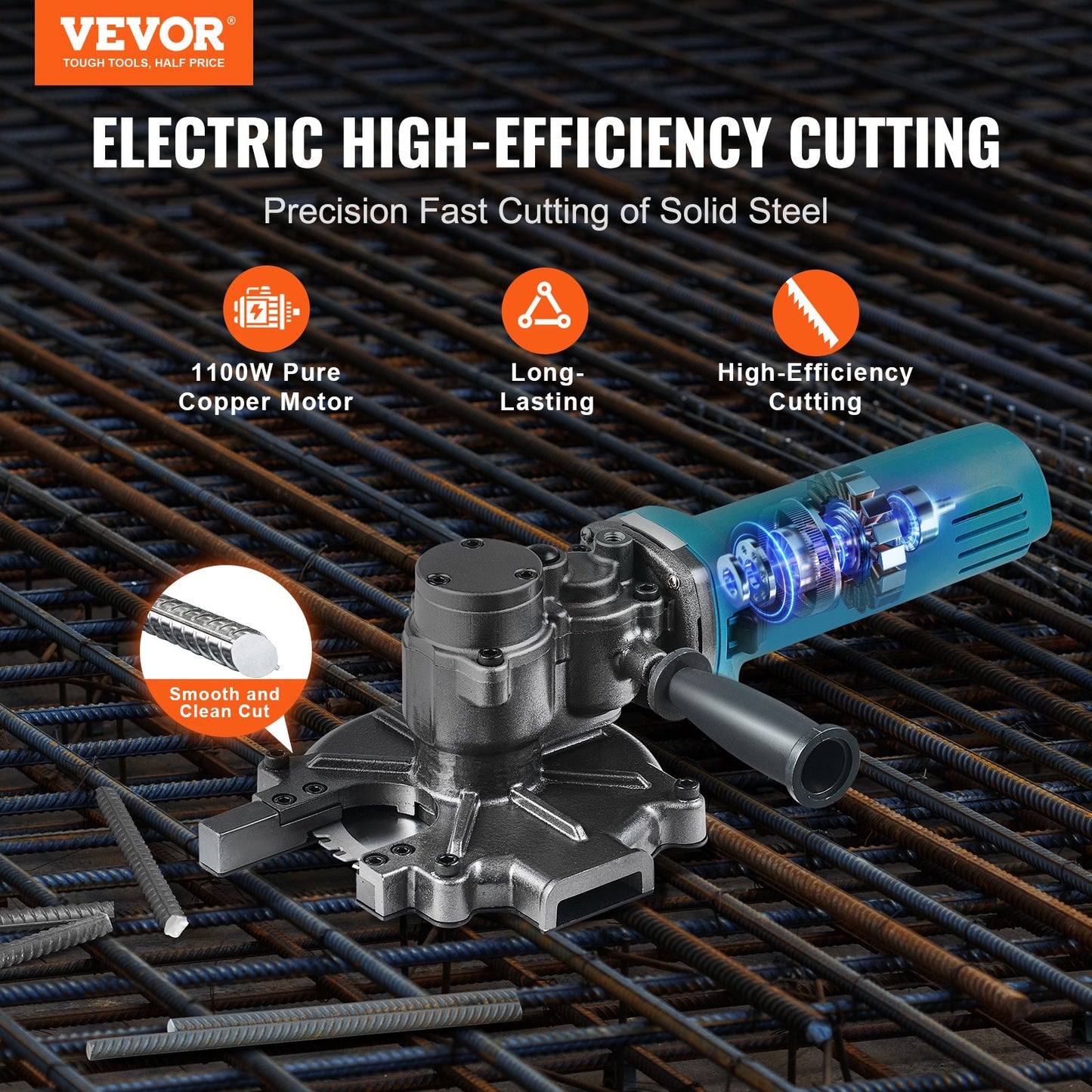 1100W Electric Rebar Cutter Cutting up to 3/2In 4-40mm - Image 2