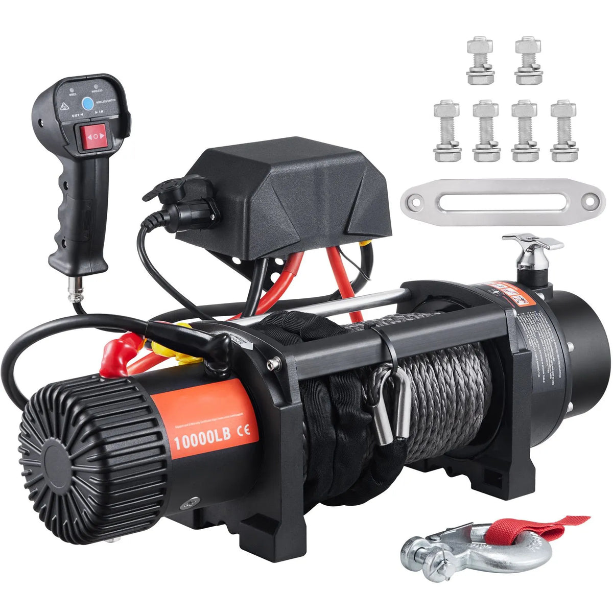 Electric Winch, 4536 kg Load Capacity Nylon Rope Winch, IP67 8.9 mm x 25.9 m ATV Winch with Wireless Handheld Remote & Hawse Fairlead for Towing Jeep Off-Road SUV Truck Car Trailer Boat - Image 9