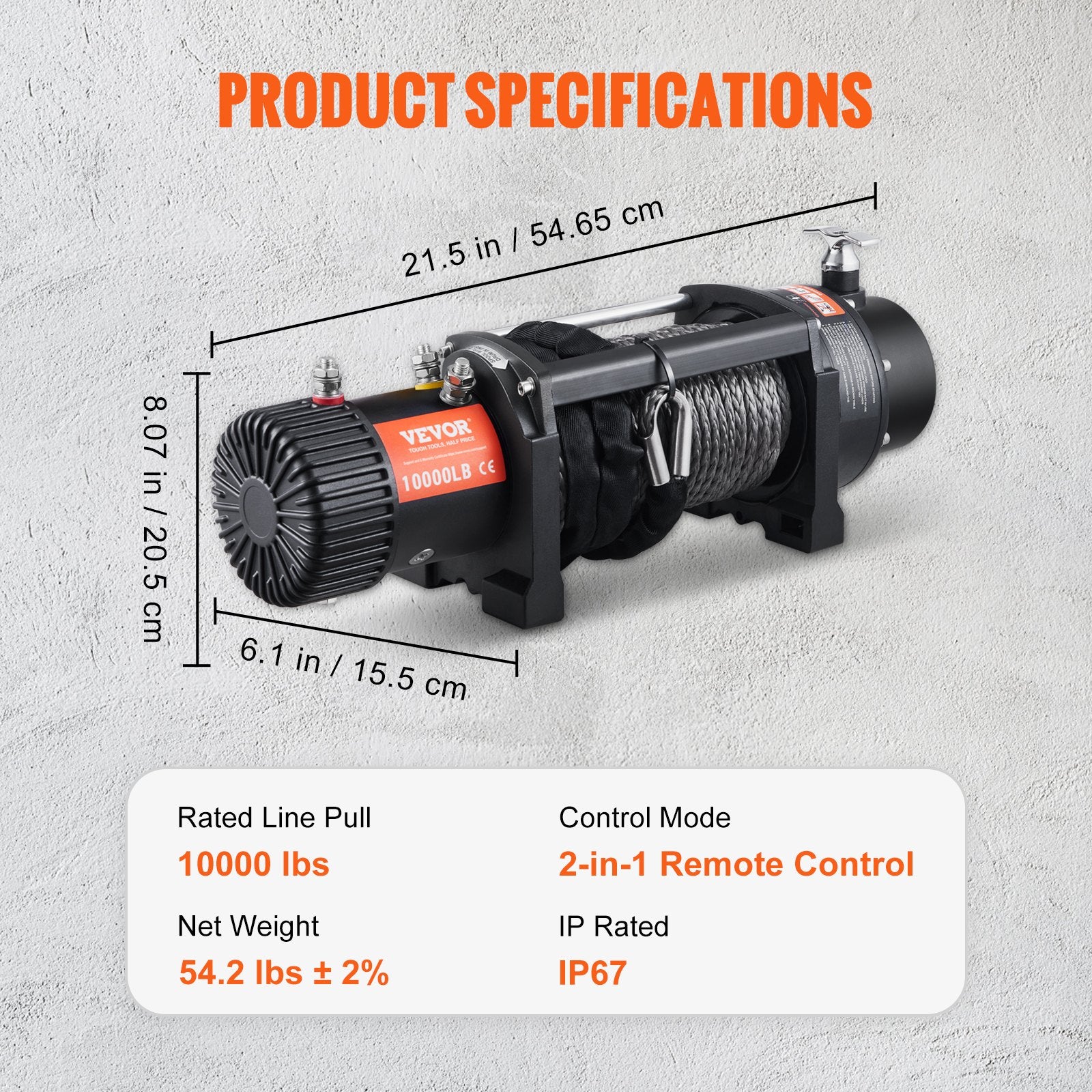 Electric Winch, 4536 kg Load Capacity Nylon Rope Winch, IP67 8.9 mm x 25.9 m ATV Winch with Wireless Handheld Remote & Hawse Fairlead for Towing Jeep Off-Road SUV Truck Car Trailer Boat - Image 7