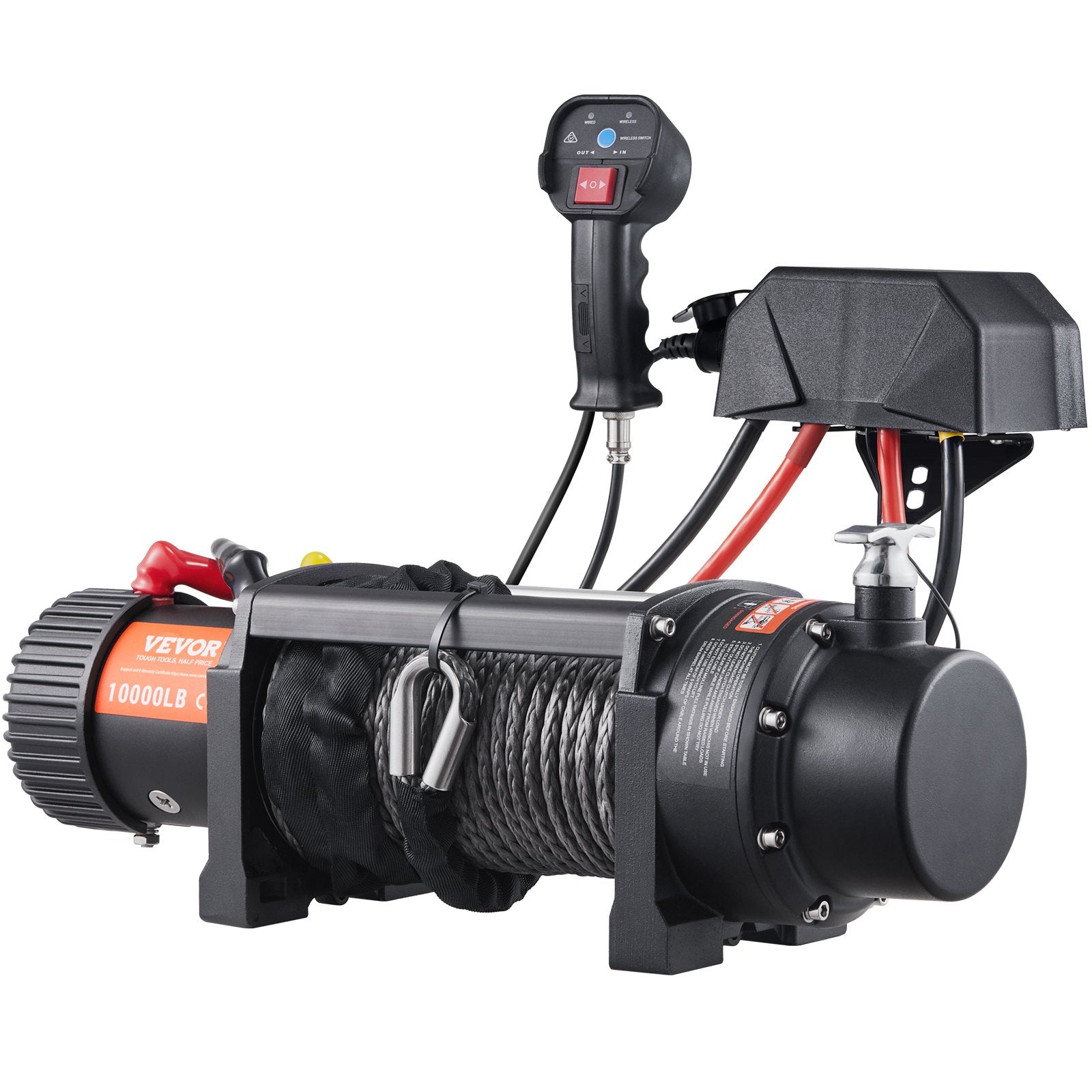 Electric Winch, 4536 kg Load Capacity Nylon Rope Winch, IP67 8.9 mm x 25.9 m ATV Winch with Wireless Handheld Remote & Hawse Fairlead for Towing Jeep Off-Road SUV Truck Car Trailer Boat - Image 9