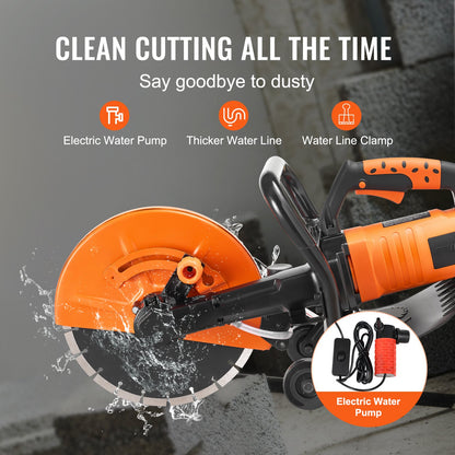 30.48cm Electric Concrete Saw Wet/Dry Saw Cutter with Water Pump and Blade - Image 3