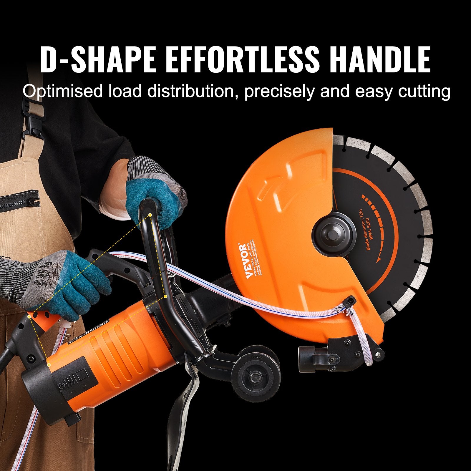 30.48cm Electric Concrete Saw Wet/Dry Saw Cutter with Water Pump and Blade - Image 6