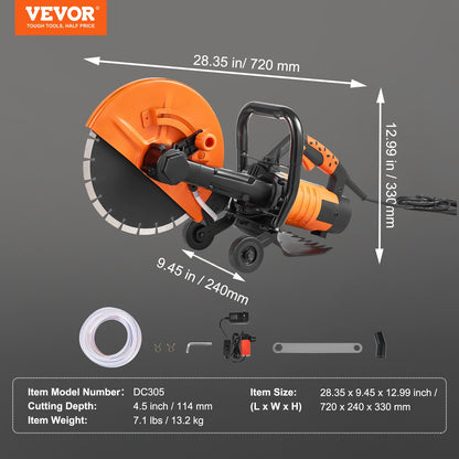 30.48cm Electric Concrete Saw Wet/Dry Saw Cutter with Water Pump and Blade - Image 7