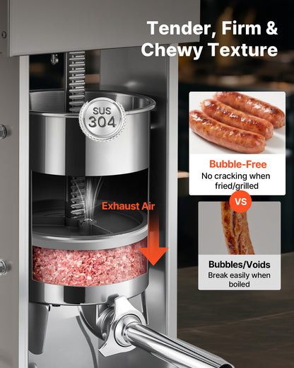 Electric Sausage Stuffer, 33 LBS / 15 L Vertical Meat Stuffer, Stepless Speed Control and Foot Pedal, Stainless Steel Heavy Duty Sausage Filler with 4 Stuffing Tubes, for Commercial & Home Use - Image 3