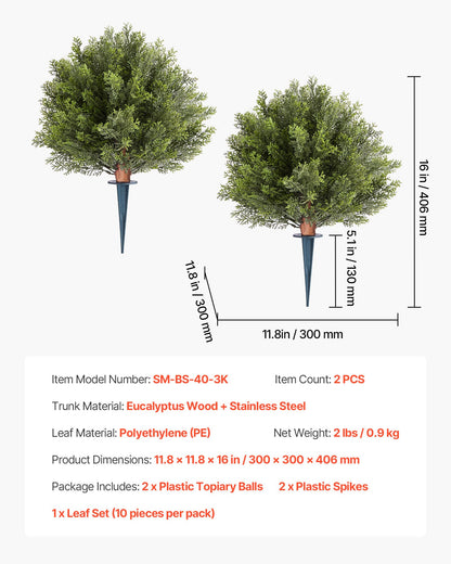 Artificial Topiary Cypress Trees with Ground Spike, 2 Set 406mm Faux Shrubs & Bushes Potted Plants, Fake Silk Tree Look Real for Decor Front Porch Outdoor Indoor Patio Garden Balcony Backyard - Image 7