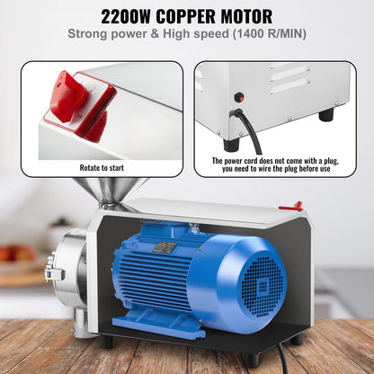 Grain Grind Mill Grain Grinding Machine 2200W Food Processing Machinery - Image 3