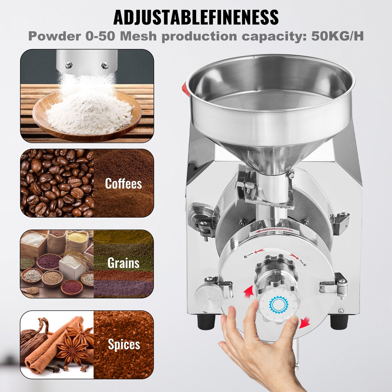 Grain Grind Mill Grain Grinding Machine 2200W Food Processing Machinery - Image 4