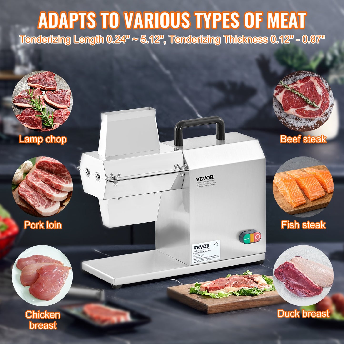 Commercial Meat Tenderizer, Heavy Duty Stainless Steel Kitchen Tool with Handle, Meat Tong, and Cleaning Brush, 450W Electric Meat Tenderizer Machine for Beef, Turkey, Chicken, Pork, and Fish - Image 4
